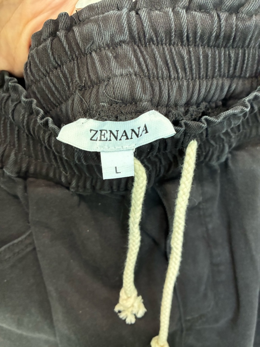 Zenana Outfitters Black Frayed Hem Drawstring Athletic Shorts - Picture 4 of 7